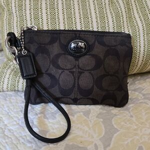 Vintage Coach Black and Brown Signature Wristlet